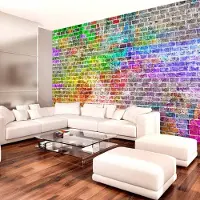 Karo-art Fotobehang - Regenboog muur