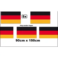 Thema party 5x Vlag Duitsland zonder ringen 90 x 150 cm