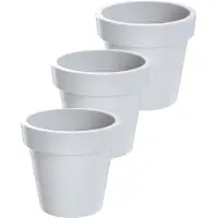 Prosperplast Bloempot Buiten Rond Lofly 13cm WIT Prosperplast / 3 STUKS ! /