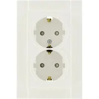 Merten type Atelier, dubbel randaarde stopcontact met afdekplaat, inbouw CREME