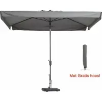 Madison Luxe parasol rechthoek 300 x 200 Lichtgrijs met Hoes
