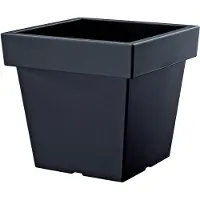 Prosperplast 1x Kunststof vierkante bloempotten/plantenpotten 15 liter antraciet - Plantenpotten