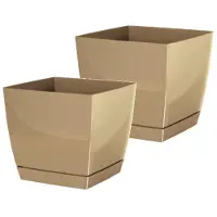 Prosperplast Bloempot Vierkant Dukp 14x14x12,4cm MOKKA Prosperplast / 2 STUKS ! /
