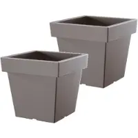 Prosperplast Bloempot Vierkant Lofly Low 24x24x22cm STEENGRIJS Prosperplast / 2 STUKS ! /