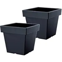 Prosperplast Bloempot Vierkant Lofly Low 24x24x22cm ANTRACIET Prosperplast / 2 STUKS ! /