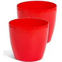 Prosperplast Bloempot Rond Duo 19cm KORAALROOD Prosperplast / 2 STUKS ! /