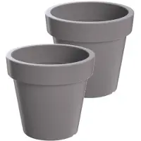Prosperplast Bloempot Buiten Rond Lofly 30cm STEENGRIJS Prosperplast / 2 STUKS ! /