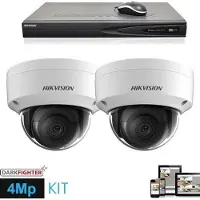 Hikvision IP 2x dome 4 megapixel camerabewaking set bevat 2 IP camera