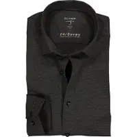 Olymp Level 5 Five overhemd gemêleerd Body Fit grijs jersey
