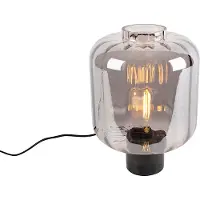 QAZQA Design tafellamp zwart met smoke glas - Qara