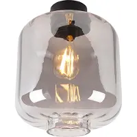 QAZQA Design plafondlamp zwart met smoke glas - Qara