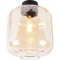 QAZQA Design plafondlamp zwart met amber glas - Qara