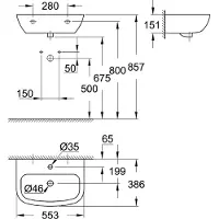 GROHE Bau wastafel 1 kraangat met overloop 55.3x38.6cm wit