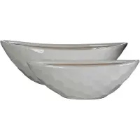Mica Decorations diamond schaal ovaal wit set van 2 grootste maat in cm: 50 x 20 x 17