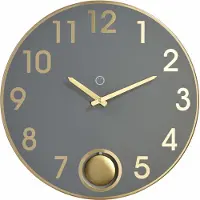 Sompex – 8126 – Wandklok met slinger – Metaal – Ø38 cm – Brussels – Grijs/Goud