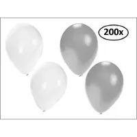 Themaparty Ballonnen helium 200x zilver en wit