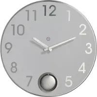 Sompex – 8124 – Wandklok met slinger – Metaal – Ø38 cm – Brussels – Wit/Zilver
