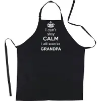 Kariban Mijncadeautje Schort - Can't stay calm, Grandpa - opdruk wit - mooie en exclusieve keukenschort - zwart