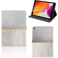 B2Ctelecom iPad 10.2 2019 | iPad 10.2 2020 | 10.2 2021 Tablet Book Cover Wood Concrete