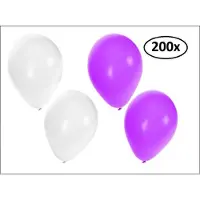 Partyxplosion Ballonnen helium 200x paars en wit