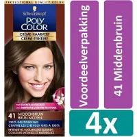 Schwarzkopf Poly Color - Haarverf - 41 Middenbruin - 4 stuks - Voordeelverpakking