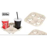 Themaparty 220x Draagtray bio voor 4 bekers - milkshake cola sinas beker koffie tray houder festival thema feest