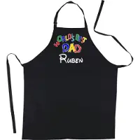 Kariban Mijncadeautje - Schort - World's Best Dad - voornaam -mooie en exclusieve keuken- of barbecueschort - 100% katoen - zwart