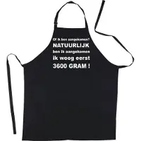 Kariban Mijncadeautje - Luxe zwarte keukenschort - Of ik ben aangekomen?
