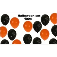 Themaparty 400x Ballonnen set zwart/oranje - Ballon festival feest party halloween helium