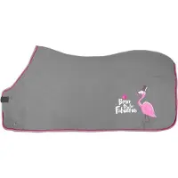 PFIFF fleecedeken Fabulous Flamingo 125 grijs