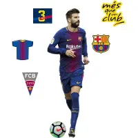 FC Barcelona Muursticker Voetbalspeler Pique - - Kinderkamer - 60 cm hoog