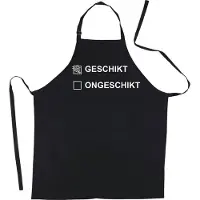 Kariban Mijncadeautje Schort Geschikt of Ongeschikt - Mooie - grappige - leuke Keukenschort - Zwart