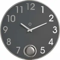 Sompex – 8128 – Wandklok met slinger – Metaal – Ø38 cm – Brussels – Antraciet/Zilver