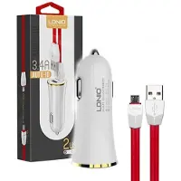 LDNIO C28 Wit 2 USB Port Autolader 3.4A met Geschikt voor: Type C USB Kabel Geschikt voor: Samsung Galaxy A3 A5 2017 A8 A9 2018