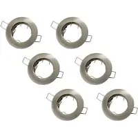 Groenovatie Inbouwspot, Rond, Aluminium, RVS Look, Satijn, 6-Pack