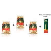 Fire-up !! 180 Aanmaak Houtkrullen (3 zakken 60 stuks) & Lange Lucifers