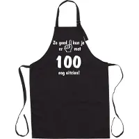 Kariban Mijncadeautje - Luxe Keukenschort - Zo goed kun je er uitzien 100 jaar - Unisex - Zwart - Leeftijd