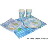Funny fashion tafelset - bordjes/bekertjes/servietten/tafelkleed - It's a boy - 19 stuks