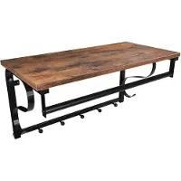 Nancy's Vintage Wand Kapstok - Met 5 Haken - Ophangrail en Opbergrek - Hangende Wandkapstok - Industrieel - Wanddecoratie - 60 x 30 x 31.7 cm