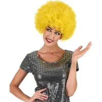 Vegaoo Gele disco pruik voor volwassenen Comfort