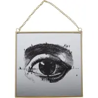 Clayre & Eef Hanger 20x20 cm Zwart Goudkleurig Metaal Glas Vierkant Woondecoratie Zwart Woondecoratie