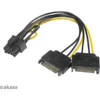Akasa SATA power to 6+2pin PCIe adapter, 2 x SATA (male) power to 6+2pin PCIe (female) connector