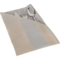 De Witte Lietaer Set 4 Damast Servetten Lineair Taupe Grijs