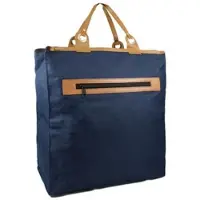 Piace Molto Boodschappentas met Leren Handvatten Blauw