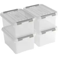 Curver Handy+ Opbergbox - 15L - 4 stuks - Transparant met deksel