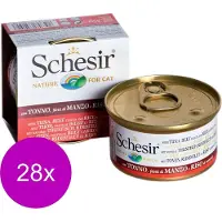 Schesir Kat Blik Gekookte Vis 85 g - Kattenvoer - 28 x Tonijn&Rund&Rijst