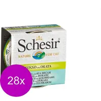 Schesir Kat Bouillon Tonijn/Dorade Blik - Kattenvoer - 28 x 70 g