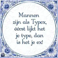 Paper Dreams Delftsblauw tegeltje "Mannen Typex"