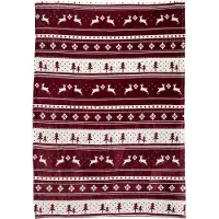 Lupine Winter Plaid - Kerst deken - Fleece plaid - Bordeaux Rood - Winterdeken - Flanel Fleece - fleece deken - Kerstplaid 150 x 120