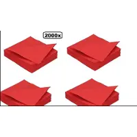 Themaparty 2000x Servet 33cm 2 laags rood - Servetten tissue diner eten drinken biologisch afbreekbaar kerst huwelijk thema feest festival evenement